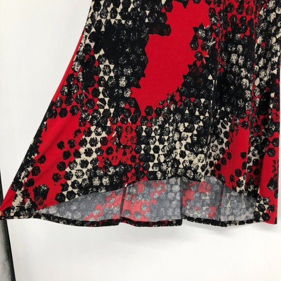 Vivian Wong Red Black abstract tunic flowy 3/4 sleeve blouse Small - Picture 5 of 12